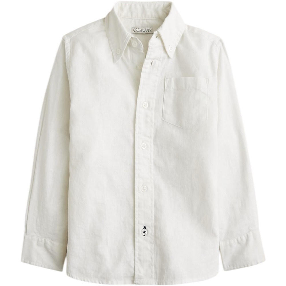 J Crew Crewcuts Kids' button-down‎ linen-blend shirt white size 5